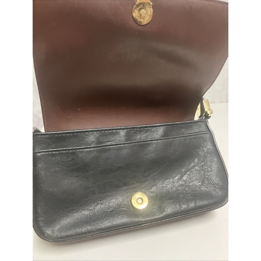 Mondani New York Faux Leather Shoulder Bag Brown Black Flap Purse - Picture 8 of 12